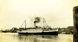 Princess Royal steamship in Victoria Harbour with soldiers onboard