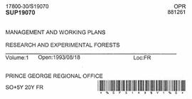 Aleza Lake Research Forest - Management and Working Plan - 1997-2002 (Pertaining to Special Use Permit #19070)