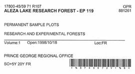 Aleza Lake Research Forest - Growth & Yield 59-71-R 97 - Experimental Plot 119