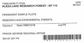 Aleza Lake Research Forest - Growth & Yield 59-71-R 102 - Experimental Plot 112