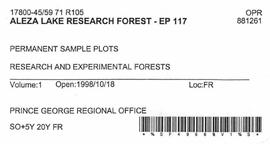 Aleza Lake Research Forest - Growth & Yield 59-71-R 97 - Experimental Plot 117