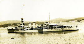 H.M.S. Delhi light cruiser warship with 1924 Special Service Squadron