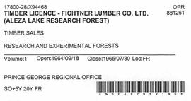 Timber Sale Licence - Fichtner Lumber Company Limited (X94468)
