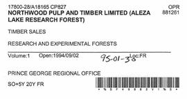 Timber Sale Licence - Northwood Pulp and Timber Limited (A18165 CP827)