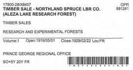 Timber Sale Licence - Northland Spruce Lumber Company (X8407)