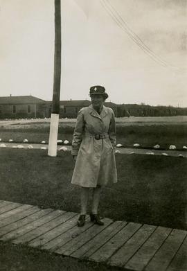 Bertha Schenk in uniform at barracks