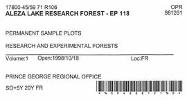 Aleza Lake Research Forest - Growth & Yield 59-71-R 97 - Experimental Plot 118