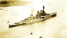 H.M.S. Repulse battle cruiser warship at Prospect Point with 1924 Special Service Squadron