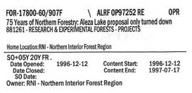 75 Years of Northern Forestry: Aleza Lake proposal