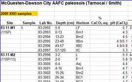 McQuesten-Dawson City paleosol data for Yukon Paleosol Study