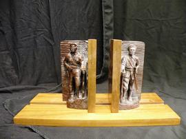 Cuban bookends with wooden figures and base