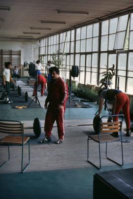 Men weightlifting at a sports centre in Germany