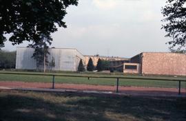 View of the back of a sports building in Germany