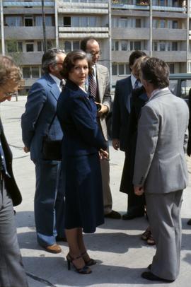 Iona Campagnolo standing with a group of unknown people in East Germany