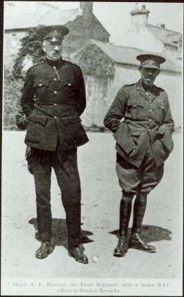 Major A.E. Percival, the Essex Regiment, with senior R.I.C. officer at Bandon Barracks