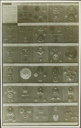 Close-up of an exhibit of badges of the Royal Air Force