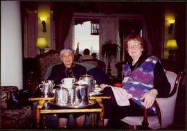 Close View of Bridget Moran & Mary John Having Tea at the Empress Hotel in Victoria, BC -
