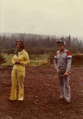 Iona Campagnolo and man at opening of the Kitimat Fitness Trail