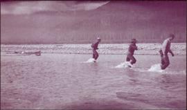 Taku River Survey - Three Men Hauling Canoe
