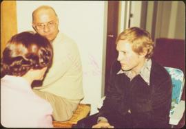 'Living Room Speech,' Terrace, 1975 - Iona Campagnolo speaks with two unidentified men