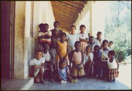 CUSO Mission in Angola - Group of unidentified children pose on a patio