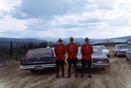 Three unknown RCMP constables in dress uniform