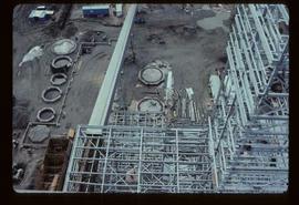 Pulpmill - Expansion Project - Steel structure of digester showing bleach tower and high density bases