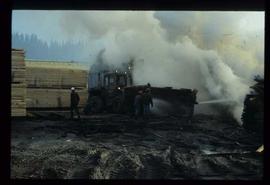 Upper Fraser Sawmill - General - Kiln fire, fire fighting with hose