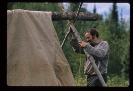 Woods Division - Timbercruising - Erecting tent during field trip