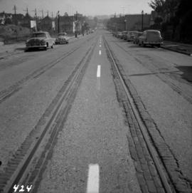 Former tram tracks in east Vancouver, BC