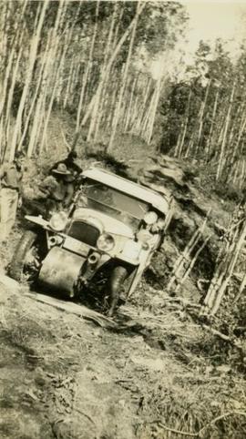 Citroen half-track traversing a muddy mountain path in the Peace River district