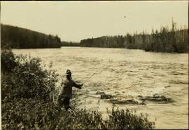 Man Fishing at Tachi River, Stuart Lake, BC