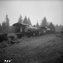 Locomotive at Rayonier Railroad camp in Washington