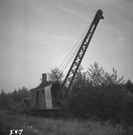 Derelict crane beside C.P.R. track