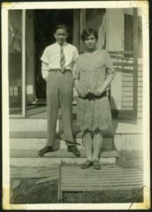 Young Arthur & Virginia Taylor on Front Steps