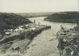 View of camp from a trestle spanning across Wolf Creek