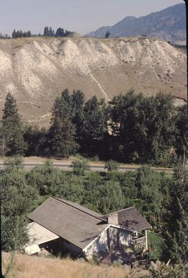 Rock slide and houses at Summerland