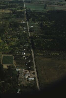View of roadside development in the Prince George and Quesnel area from the air