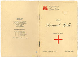 Dance card from the First Annual Ball for Grand Trunk Pacific Railway employees of Prince George at Ritts-Kifer Hall