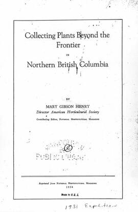 "Collecting Plants Beyond the Frontier in Northern British Columbia"