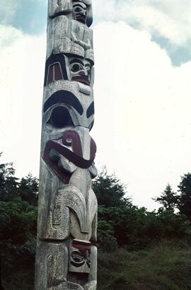 Totem poles at Masset in the Queen Charlotte Islands