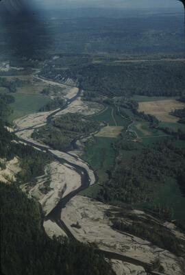 View of floodplain in the Prince George and Quesnel area from the air