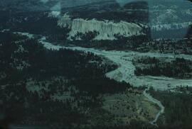 View of hoodoos from aircraft at Dutch Creek