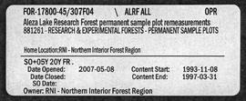 Aleza Lake Research Forest Permanent Sample Plot Remeasurements - Volume 4