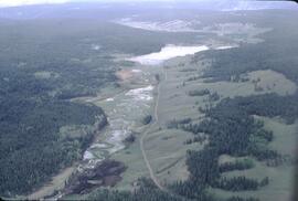 Aerial view of floodplain and grassland at Chimney Lake