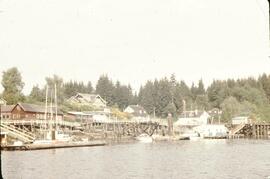 View of Bamfield docks from boat