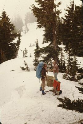Terry Lewis and Gordon Gram hiking on the Thurston-Elk-Mercer trail