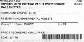 PP 292 - Improvement Cutting in Cut Over Spruce-Balsam Types