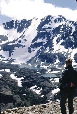 Jim and lake at Mount Cronin