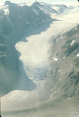 Aerial view of alpine glacier in south Spectrum Range